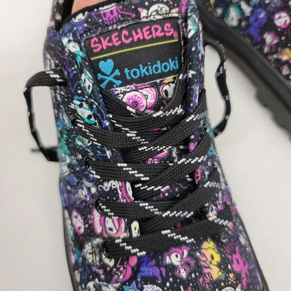 SKECHERS TOKIDOKI Womens 7.5 Shoes Roadies TOKIROADIE Black Multi Sneakers Cute - Picture 10 of 11